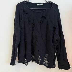 Zara Black Distressed Sweatshirt